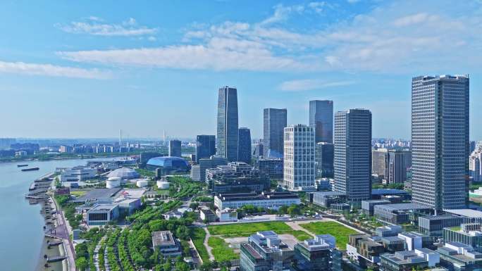 4k实时航拍上海徐汇西岸金融区