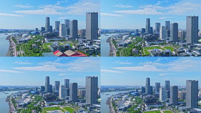 4k实时航拍上海徐汇西岸金融区