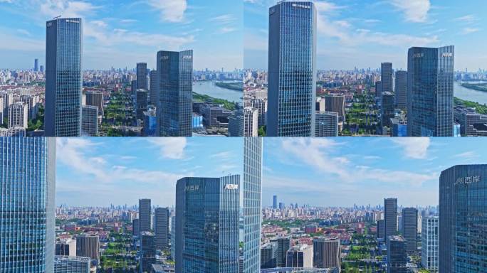 4k实时航拍上海徐汇西岸金融区
