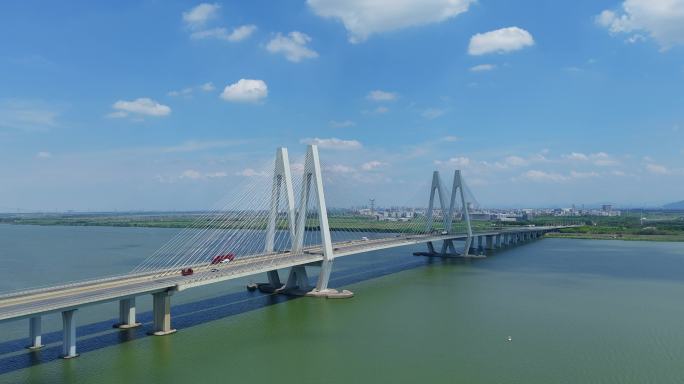 4K滨海新城曹娥江大桥延时航拍2