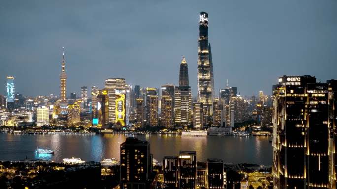 上海中心大厦夜景航拍