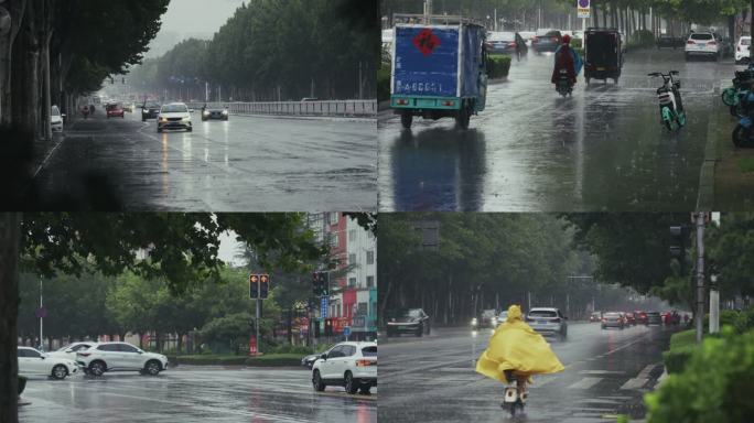 4K可商用雨天城市街道车辆行驶