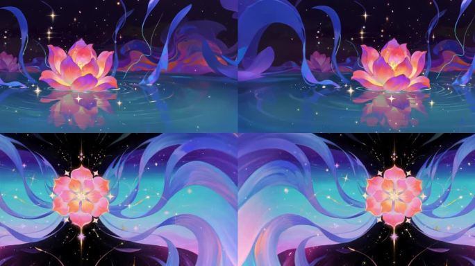 唯美手绘花朵舞台背景