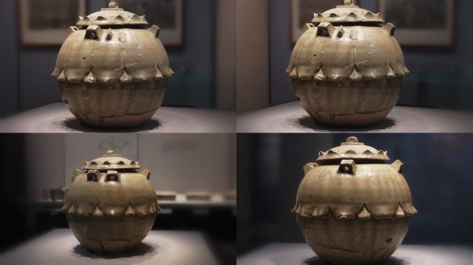 两晋南北朝青釉莲瓣纹罐