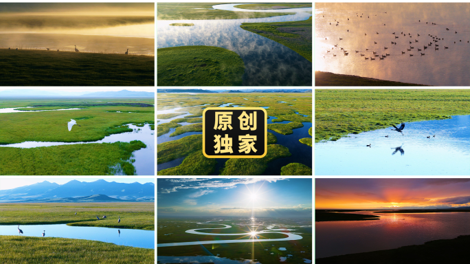 湿地草原河流候鸟云雾日出日落巴音布鲁克