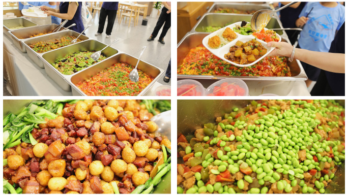 4K学校学生食堂餐厅中餐