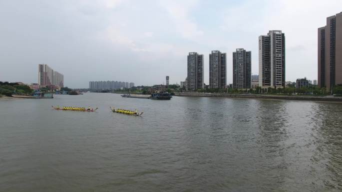 龙舟竞渡城市景观