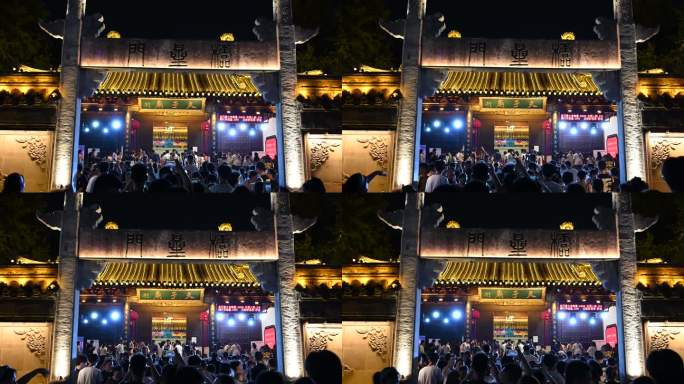 南京夫子庙夜景人潮涌动