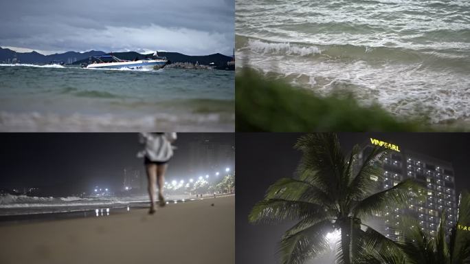 沙滩跑步海浪海花飞伞海滩烟花越南芽庄度假