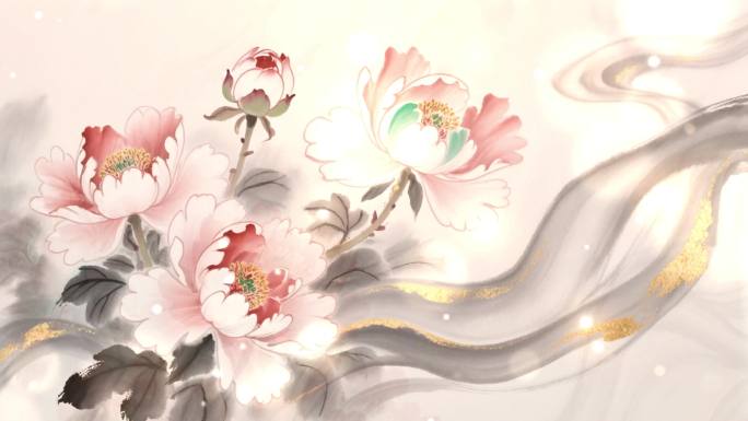 牵丝戏-水墨风花卉绽放
