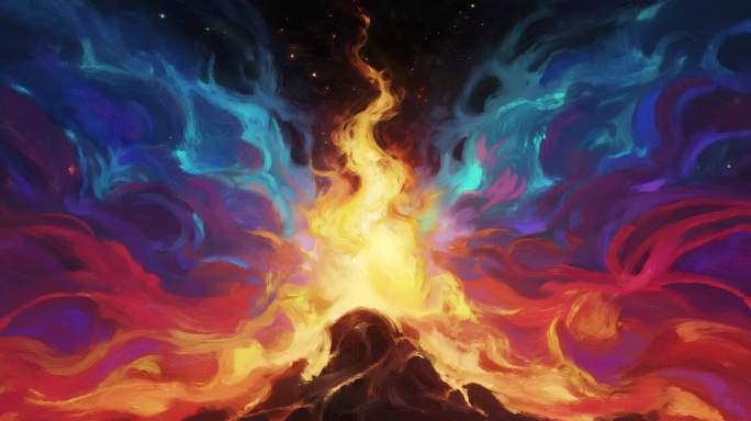 神话背景火焰燃烧对决舞台背景