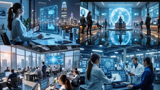 科技公司未来办公场景，未来科技办公室