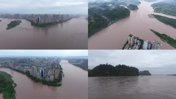 乐山三江汇流岷江、青衣江、大渡河洪峰过境
