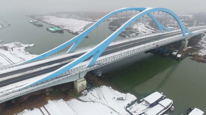 航拍安徽合肥滨湖新区环湖北路派河大桥