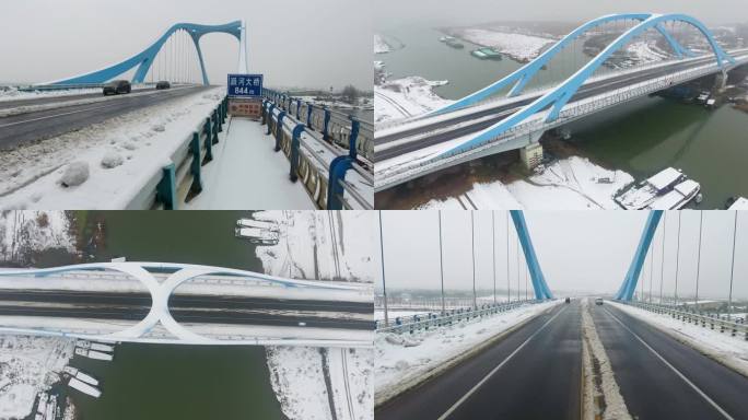 航拍安徽合肥滨湖新区环湖北路派河大桥
