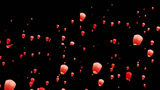 孔明灯夜空祈福4k3少 透明通道