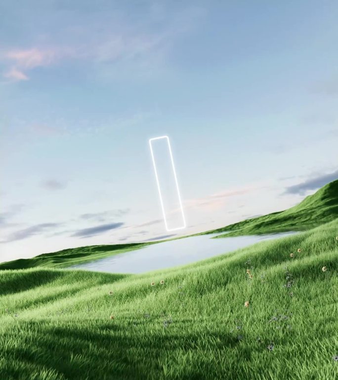 c4d工程 草地 湖面 花草 绿色 自然