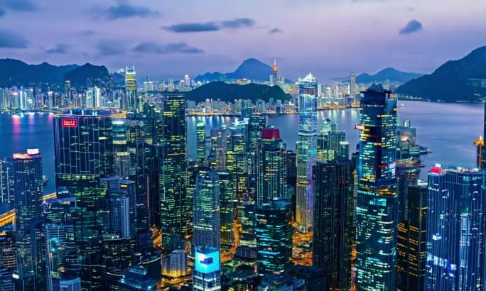 -香港维多利亚港的4K航拍素材