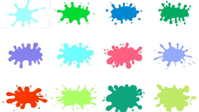 水彩颜料泼洒 彩色墨迹飞溅效果