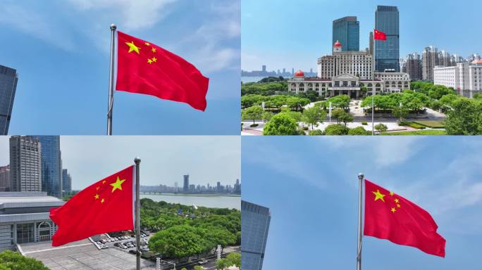 南昌城市风光与国旗飘扬航拍合集