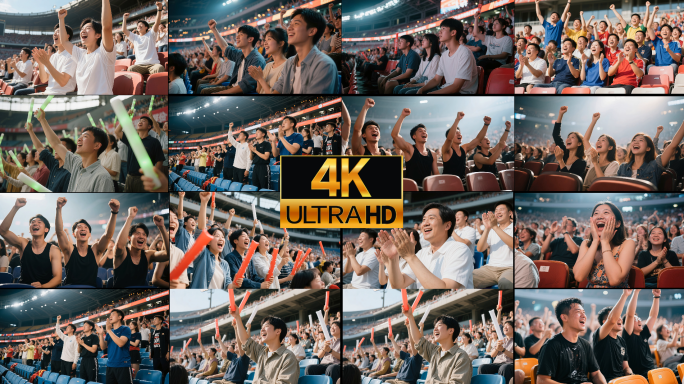 体育赛事现场观众加油助威呐喊