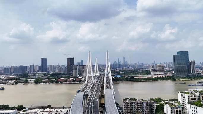 广州洛溪大桥航拍延时