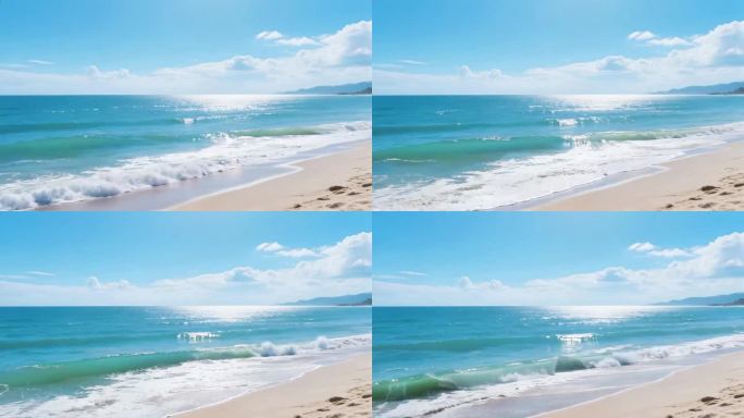 碧海蓝天下的沙滩海岸
