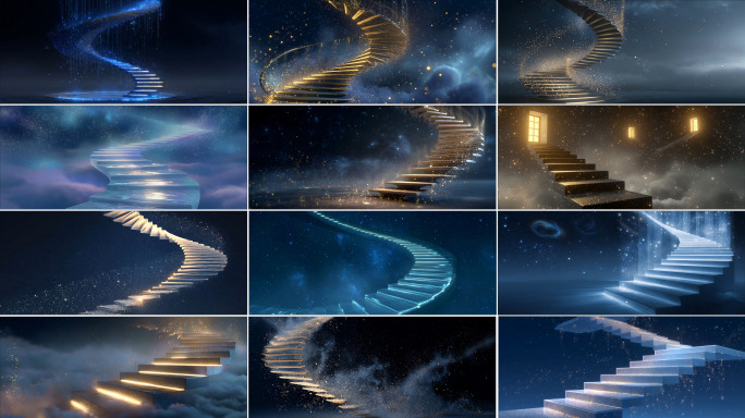 唯美梦幻旋转楼梯 通往星空的阶梯
