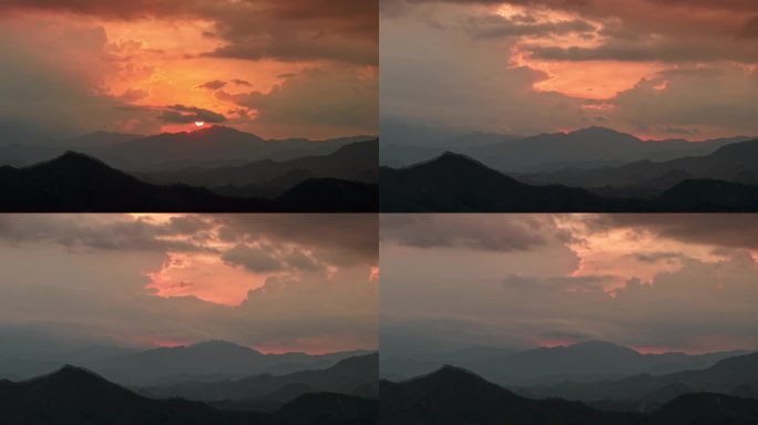 山峦叠嶂的壮丽日落延时8k