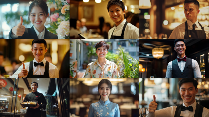 热情服务员真诚微笑待客