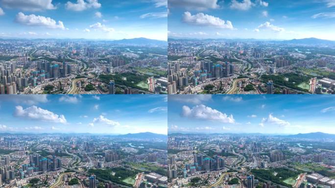 4K航拍深圳龙华城市天际线 龙华高空全景