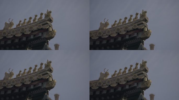 雍和宫建筑屋檐兽饰特写