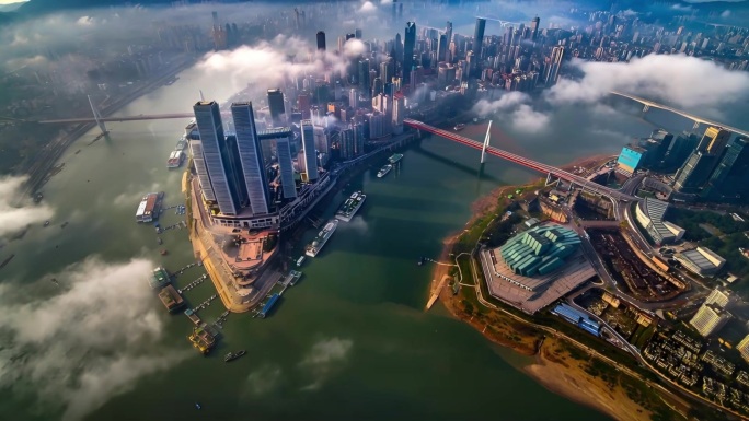 48组 重庆延时航拍城市风景