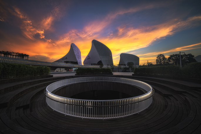 4K海峡文化艺术中心 高质量延时素材