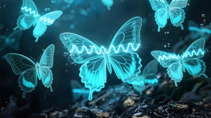 蓝色科技感水下蝴蝶led舞台背景