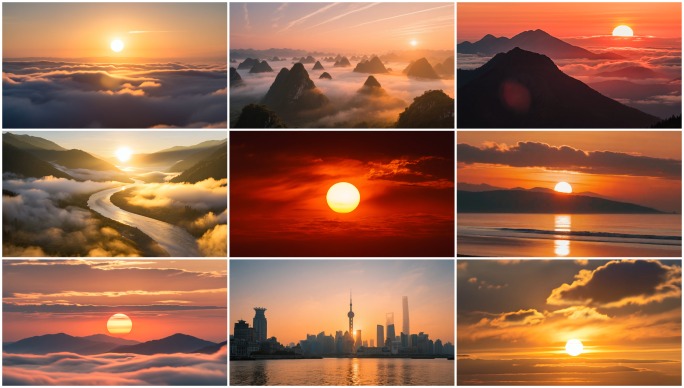 日出云海日落延时航拍中国夕阳太阳朝阳合集