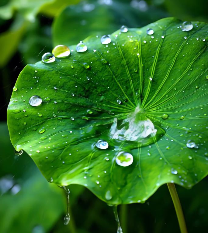 荷叶上的晶莹水珠