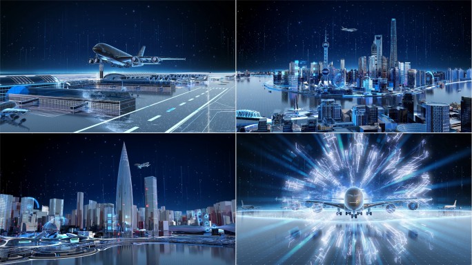 智慧机场科技航空数字飞机