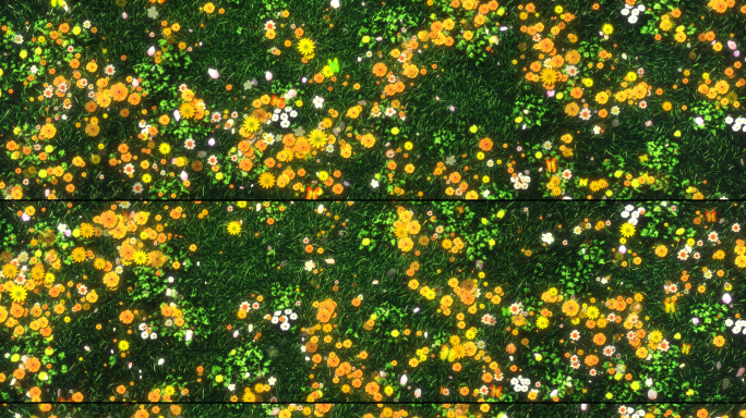 8k宽屏全息唯美俯视草地鲜花地面互动投影