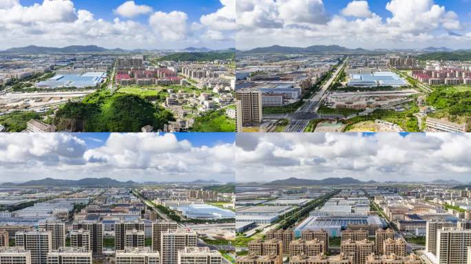 台州温岭石塘上马工业区航拍延时全景鸟瞰