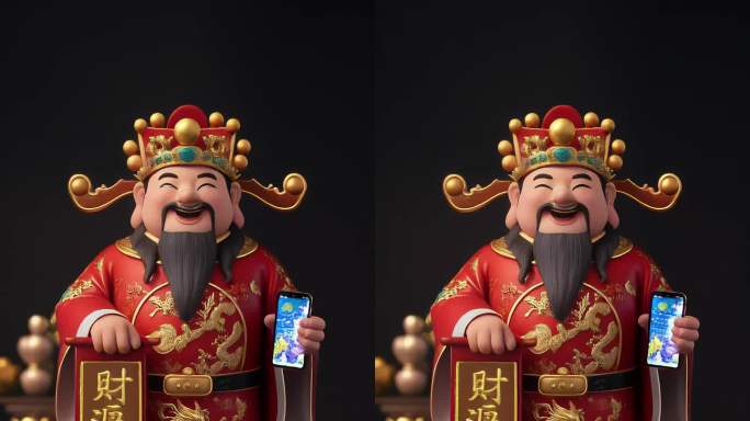财神送福拜年 高清竖屏 全息三维