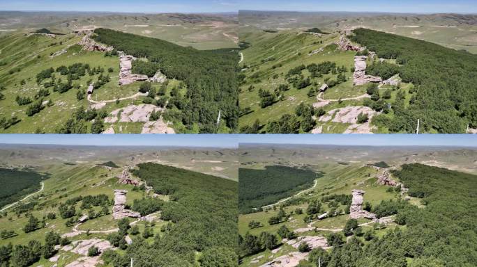 空中俯瞰草原山地风光 4K