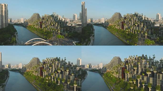 上海大洋晶典天安千树空中花园苏州河畔航拍