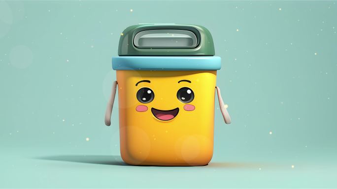 可爱卡通垃圾桶垃圾分类配图4k粒子背景