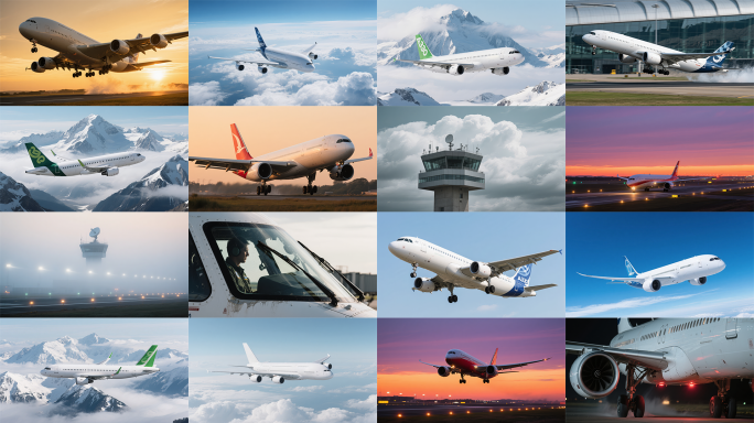 【4K60帧】飞机起降航行与机场