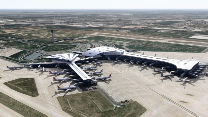 4K天津滨海国际机场飞机起飞到达空镜合集