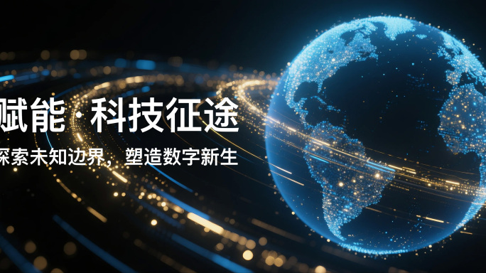 科技粒子地球震撼片头标题循环背景板