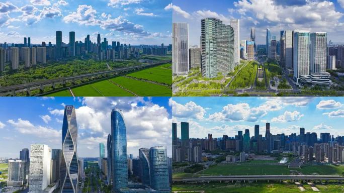 杭州萧山钱江世纪城极氪大厦高铁航拍4K