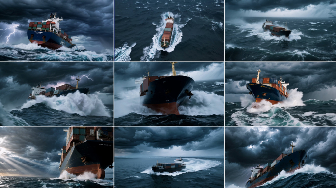 风暴中航行的货轮