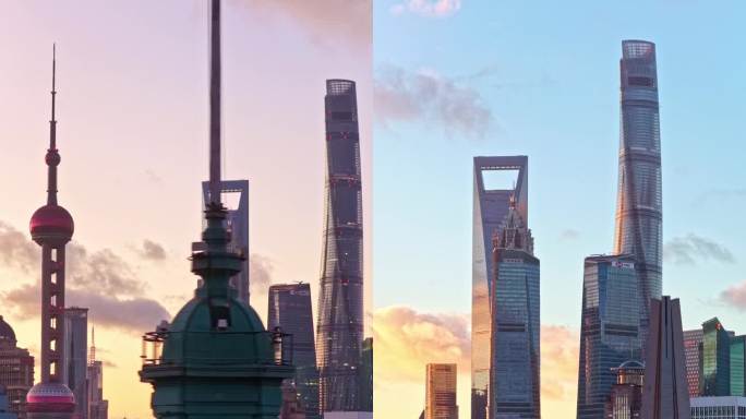 【竖屏】上海陆家嘴清晨静谧航拍